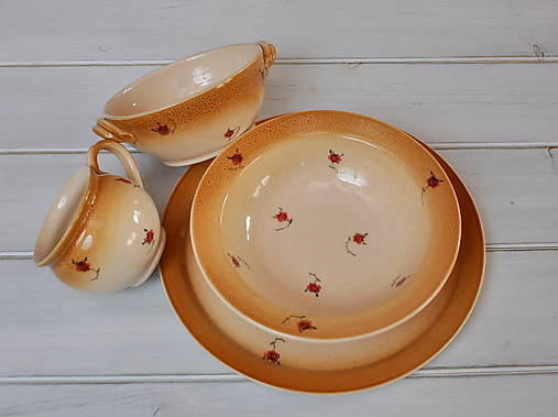 Nádoby - Keramická sada ružičková - 9896054_