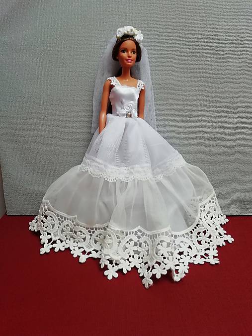  - svadobné šaty pre bábiku Barbie so závojom - 9900786_
