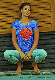 Topy, tričká, tielka - Dámske tričko batikované, maľované  BRIEŽDENIE - 9900668_