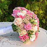 Kytice pre nevestu - Svadobná kytica z ružových hortenzií - 9900352_