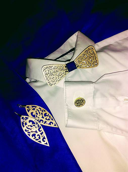 Pánske doplnky - Rodinný set - "Láska" - zlatý (modrá stužka) - 9902271_