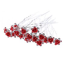 Komponenty - Sponka s ružičkou 6,5 cm (Červená) - 9903437_