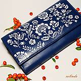 Kožená peňaženka - modrotlač (Květiny)