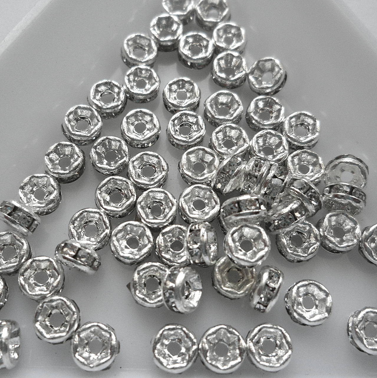 Štrasová rondelka-1ks (4mm-strieb/krystal)