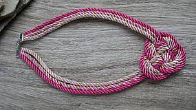Náhrdelníky - Uzlový náhrdelník hrubý z troch šnúr 5mm (ružový č. 2365) - 9909494_