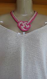 Náhrdelníky - Uzlový náhrdelník hrubý z troch šnúr 5mm (ružový č. 2365) - 9909501_
