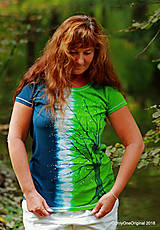 Topy, tričká, tielka - Dámske tričko batikované, maľované NA CESTE - 9911114_