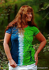 Topy, tričká, tielka - Dámske tričko batikované, maľované NA CESTE - 9911129_