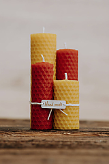 Sviečky - POSLEDNÉ KUSY - Sviečka zo 100% včelieho vosku - Točené tenké - Červené (sviečky+darčekové balenie) - 9914910_