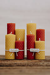 Sviečky - POSLEDNÉ KUSY - Sviečka zo 100% včelieho vosku - Točené tenké - Červené (sviečky+darčekové balenie) - 9915111_