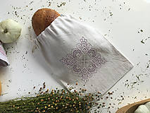 Úžitkový textil - Vrecúško na pečivo z ručne tkaného plátna - 9917558_