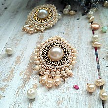Náušnice - Pearl earrings - vyšívané náušnice - 9918713_