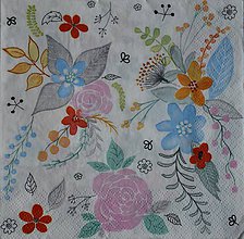 Papier - servítka "Maľované kvety" - 9920958_