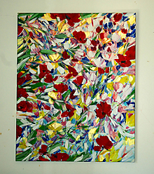 Obrazy - pekný veľký ručne maľovaný obraz - originál "záplava kvetov" 100 x 80 cm - 9918803_