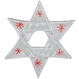 Vianočná sklenená ozdoba hviezda biela- dekor červené hviezdičky