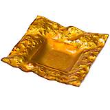Svietidlá - Sklenený svietnik jantárový zvlnený- dekor zlaté hviezdičky - 9921340_