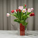 Dekorácie - Sklenená váza JUNE s krajkou- červeno-číra so zlatým dekorom - 9921741_