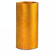 Dekorácie - Sklenená váza DUNE jantárova 03- dekor zlaté špirály - 9921529_