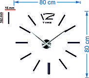 Hodiny - 3D nástenné veľké nalepovacie hodiny - 12P003 - 9923094_