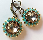 Náušnice - SELENA - obšité Swarovski rivoli - 9924584_