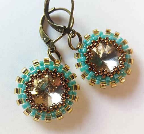 Náušnice - SELENA - obšité Swarovski rivoli - 9924584_
