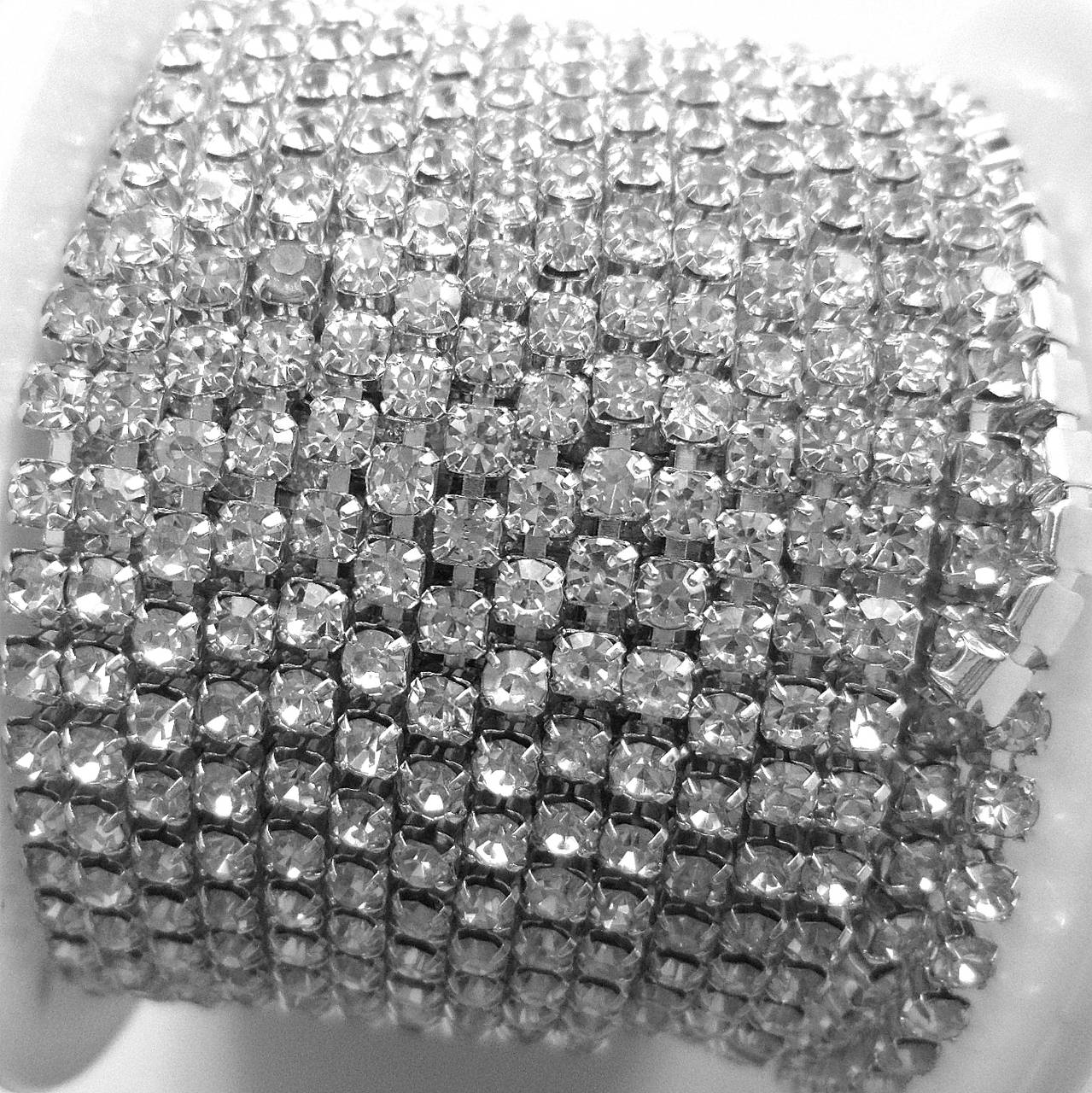 Štrasová metráž 2,4mm-10cm (crystal/strieborná)