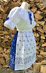 Šaty - Folklórny dámsky kroj modrý so zásterou - 9928695_