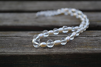 Náhrdelníky - Riečne perly a krištáľ náhrdelník Ag 925 - 9930562_