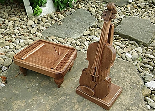 Dekorácie - Darčekové mini husle a cimbal - 9932165_