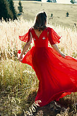 Šaty - Ručne vyšívané červené šaty - 9933547_