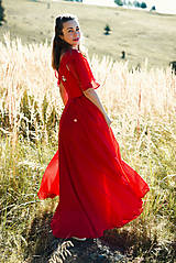 Šaty - Ručne vyšívané červené šaty - 9933552_