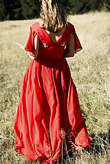 Šaty - Ručne vyšívané červené šaty - 9933556_