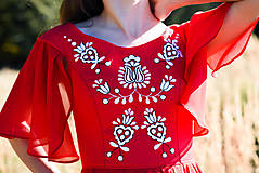 Šaty - Ručne vyšívané červené šaty - 9933567_