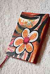 Papiernictvo - Maľovaný s kvetom - obal na zápisník A6 - 9936505_
