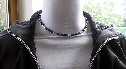 Pánske šperky - Pánsky náhrdelník okolo krku drevený - chirurgická oceľ (čierny chirurgická oceľ, č. 2377) - 9936132_