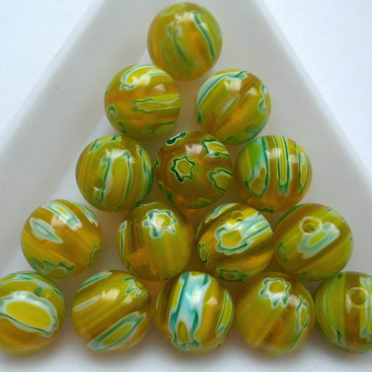 Millefiori 10mm-1ks (žltozelená)