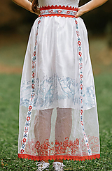 Sukne - Biela maľovaná a vyšívaná sukňa Pod Tatrami - vypredaj - 9948565_