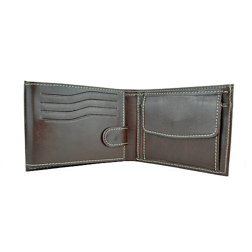 Pánska peňaženka z pravej kože v tmavo hnedej farbe