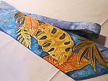 Pánske doplnky - Maľovaná hodvábna kravata - Listy - 9946739_