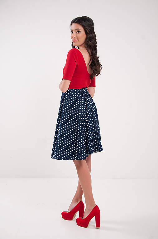 Topy, tričká, tielka - Bambusovy top s výstrihom červený krátky rukáv  - 9948329_