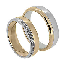 Prstene - Ružovo - biele obrúčky s diamantmi - 9946461_