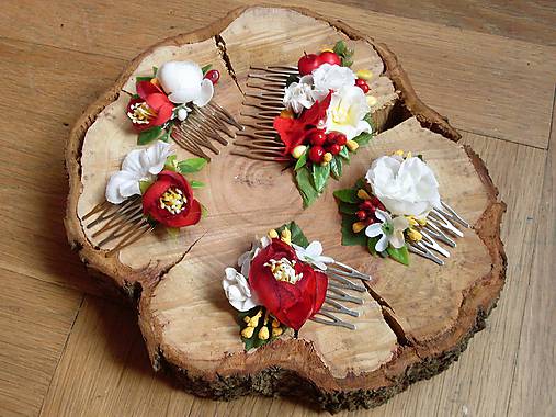 Ozdoby do vlasov - "Slovenská deva"- súprava hrebienkov pre nevestu ... alebo družičky - 9948835_