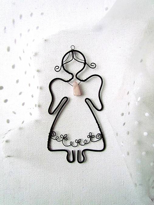 Dekorácie - anjelik s drahým kameňom *12,5 cm - 9949243_