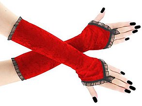 Rukavice - Spoločenské zamatové dlhé červené rukavice opera 2R - 9951357_