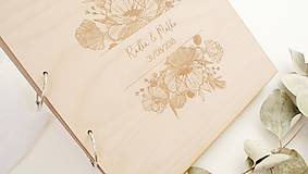 Papiernictvo - Drevená svadobná kniha hostí (25 listov 300g matný (na lepenie fotiek)) - 9950499_