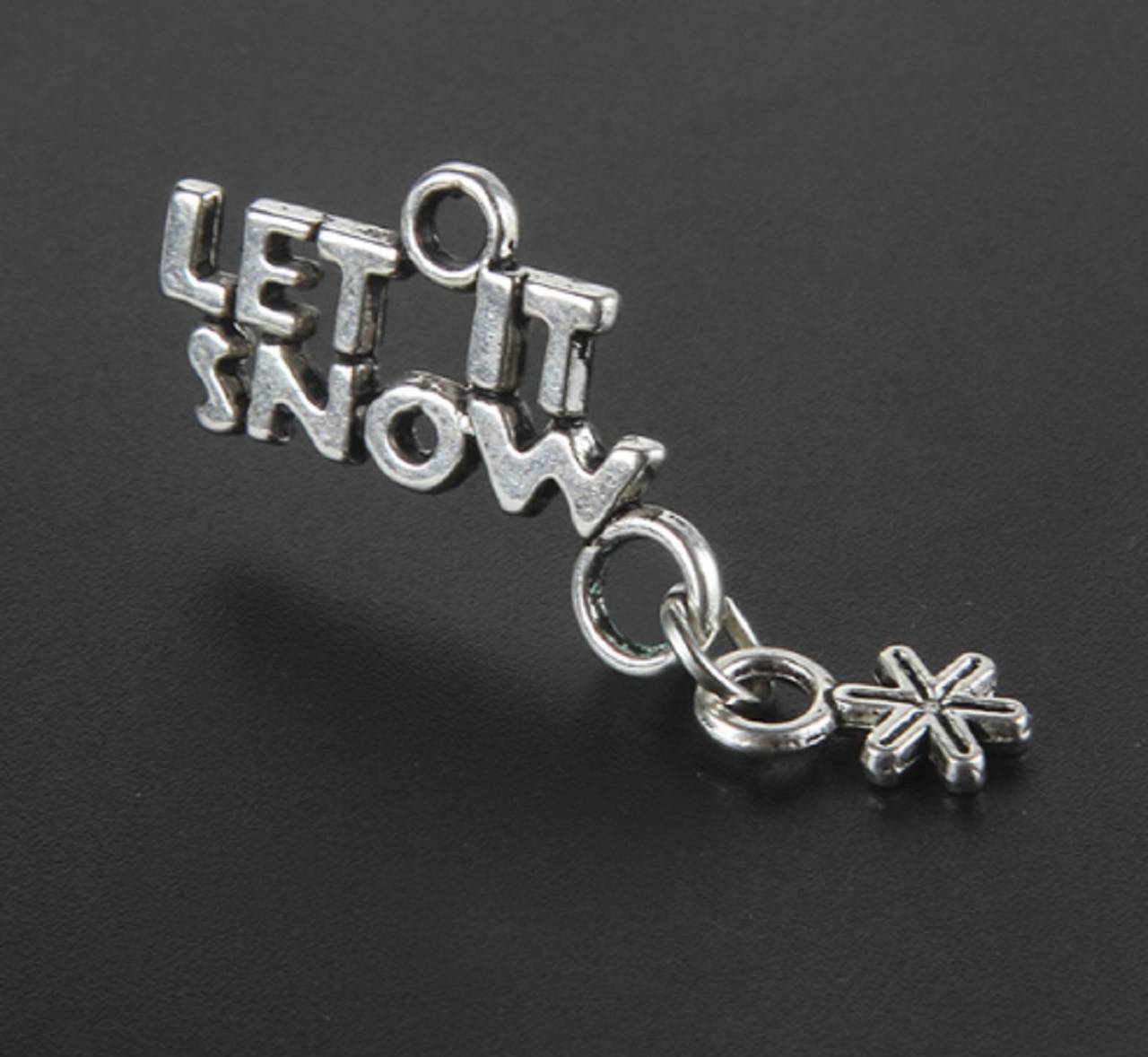PR172 Prívesok,konektor Let it snow 1,8 x 0,9 cm