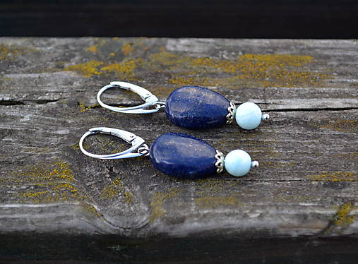 Lapis Lazuli a Larimar náušnice Ag 925