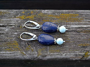 Náušnice - Lapis Lazuli a Larimar náušnice Ag 925 - 9950017_