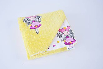 Detský textil - Minky žltá deka s vílami - 9953757_