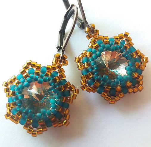 Náušnice - MIA - obšité Swarovski rivoli - 9953844_